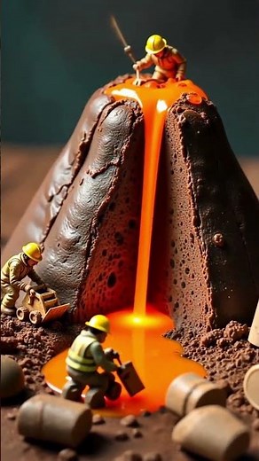 Miniature Chocolate Volcano Eruption 🍫 | Satisfying Lava Dessert Experiment!