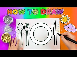 Learn to Draw a Plate, Spoon, Fork and Knife | Table Setting Drawing Lesson | Doodle with Dotty