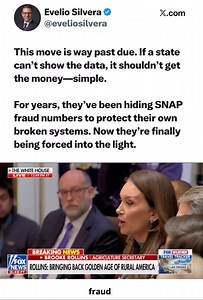This move is way past due. If a state can’t show the data, it shouldn’t get the money—simple. For years, they’ve been hiding SNAP fraud numbers to protect their own broken systems. Now they’re finally being forced into the light. This is what real accountability looks like, and it puts taxpayer dollars back where they belong: supporting American families, not funding corruption. 🇺🇸🔥 | Evelio Silvera