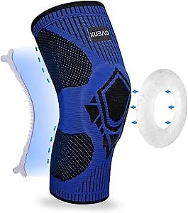KUBAO Knee Brace Meniscus Tear Weight Lifting Knee Sleeves Pure Support Knee Brace Knee Stabilizer Brace For Men Snowboarding Knee Pads Right Knee Brace Men Navy Blue XL