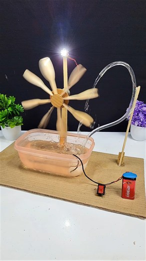 Hydroelectricity generator #schoolproject #scienceproject #dcmotor