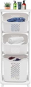 Laundry Basket 3 Tier, Multi-layer Clothes Storage Basket with Wheel, Household Bathroom Simple Storage Shelf, Kitchen Shelf Fruit Stand Shelf With Wheels