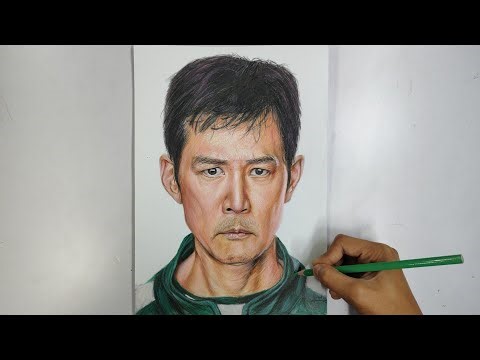 Seong Gi-hun Drawing 😍 | Player number 456 hyper realistic drawing step by step 🪜