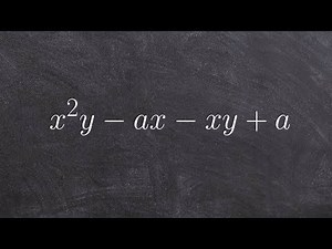 Simplify an expression with four terms by factoring grouping