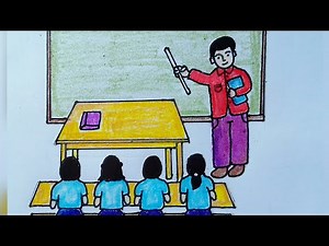 classroom drawing simple || Easy drawing of classroom || step by step classroom drawing