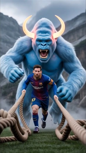 Messi, Neymar & Mbappé’s GIANT Gorilla Challenge vs. Ronaldo’s Final Boss! 👑 (AI Short) #messi
