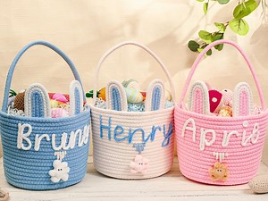 Personalized Easter Basket for Kids, Custom Name Easter Bunny Basket, Baby Name Basket, Easter Egg Hunt Basket, Easter Bunny Bucket - Etsy