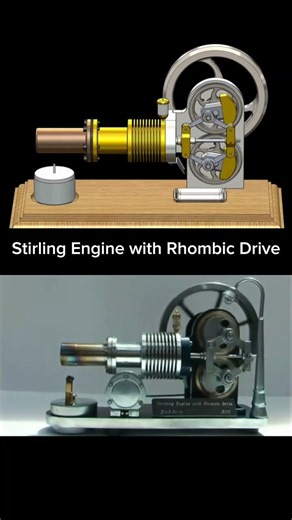 Stirling Engine with Rhombic Drive Explained ⚙️ | How It Works #short