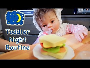 Night Time Routine with Reborn Toddler Doll in Play Kitchen