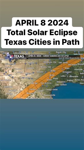 Hey there, Texas! On April 8th the Great American Solar Eclipse will occur and feature Texas as part of the path of totality. The duration of the total eclipse will last up to 4 minutes and 27 seconds in the highlighted pathway. Outside of this zone will see just a partial solar eclipse and not witness complete darkness. Make your plans to see this eclipse in totality! It is a ‘once in a lifetime’ type experience. #Texas #Eclipse #txwx https://Texasweather.app/ | Texas Storm Chasers