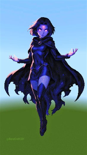 Hatsune Miku & Raven Pixel Art in Minecraft 💙🖤 | Satisfying Anime Builds