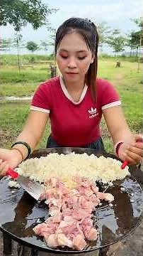 Cooking pork fried rice and egg yummy recipe