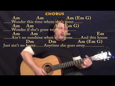 Ain't No Sunshine (Bill Withers) Strum Guitar Cover Lesson with Chords/Lyrics