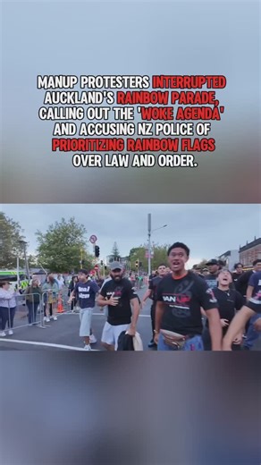 Mark Hanalla on Instagram: "ManUp protesters interrupted Auckland’s Rainbow Parade, calling out the ‘woke agenda’ and accusing NZ police of prioritizing rainbow flags over law and order."