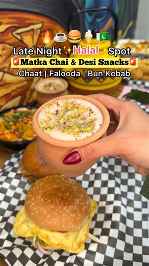 Tasmia | Food Blogger | Toronto on Instagram: "☕️Desi Point ,283 Kingston Rd E #2, Ajax This is the ONLY place you should be coming to for authentic proper matka chai 🤍 Desi Point has hands down the best matka chai in the GTA and I’m not even exaggerating. Brewed fresh, creamy, frothy, and full of flavour every single time. The best part is you get to pair it with all your favourite Pakistani street food. Think massive shami kebab burgers, dahi puri, papri chaat, and their rose falooda which is