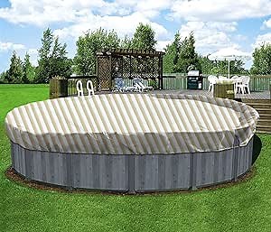 Coarbor 18' Winter Ground Pool Cover for 14' Above Ground Pools Swimming Winter Pool Cover Beige/White Winterizing Kit Above Ground Pool Winter Cover Tarp