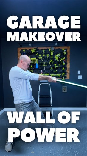 Bill Petry on Instagram: "Built a home for my power tools with the @ryobitoolsusa Link system and some stained 1x6 common boards! I think it turned out great and I can customize it as my project needs change! Now I can start working on my storage shelf and workbench!! #DIY #GarageMakeover #WinterProject #DadStuff"