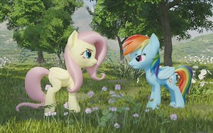 【SFM动画】云宝教小蝶学习“欢呼”（Fluttershy Cheer (MLP Blender Animation）