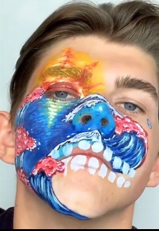 Crazy Monster Face Paint Transformation