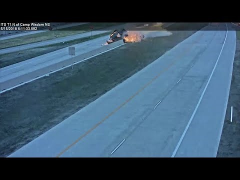 Caught On Tape: Fiery Dump Truck Crash On Highway 360