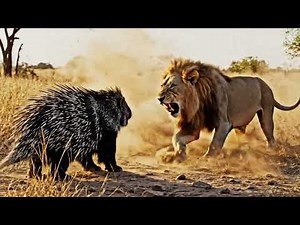 Lion vs Porcupine Attack – Brutal Clash in the Wild | Survival of the Fittest