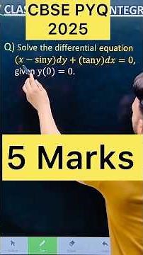 Q) Solve the differential equation (𝑥−sin𝑦)𝑑𝑦+(tan𝑦)𝑑𝑥=0, given y(0)=0. #cbse2026 #cbse