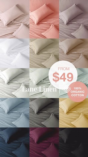 ✨ From just $49! ✨ Wrap yourself in 100% Organic Cotton — soft, breathable, and oh-so-luxurious. Gentle on your skin, kind to the planet, and perfect for a dreamy bedroom refresh. Don’t wait — your best night’s sleep starts tonight! ✨ | Lane Linen