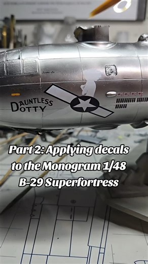 Bradford on Instagram: "Applying the final decals to the Monogram 1/48 B-29 Superfortress. This is part of the #acesheavybombergb hosted by @ace_of_spades_modelworks_ #monogram #revell #b29 #b29superfortress #airplane #airforce #warbird #aviation #hobby #scalemodel #scalemodels #scalemodeler #modelkits #modelkit #modelkitbuild #plasticmodel #decals #satisfying #satisfyingvideo"