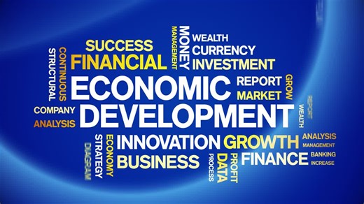 Economic Development Animated Tag Word Cloud,Text Animation seamless loop. | Premium Stock Video Footage