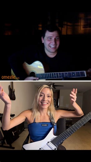 22K views · 942 reactions | horrible guitarist drinks magic water & then this happened… the internet could not have found a cooler stranger! ✨ #guitar #guitarsolo #omegle #riffwars #lol #girlsrock #guitarra | Annie Shred | Facebook