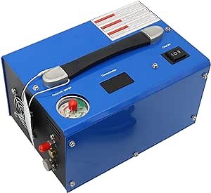 PCP Air Compressor Auto-Stop 4500Psi/30Mpa Oil/Water-Free Compressor for Air Gun and Paintball Tank, Powered by Home 110V AC or 12V Car DC (Blue)