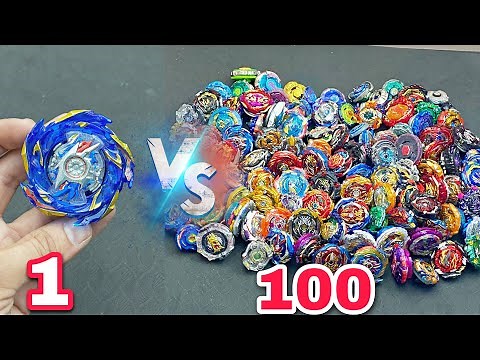 Volcano Helios Vs 100 Beyblades Fight | Best Left Spin Beyblade ?