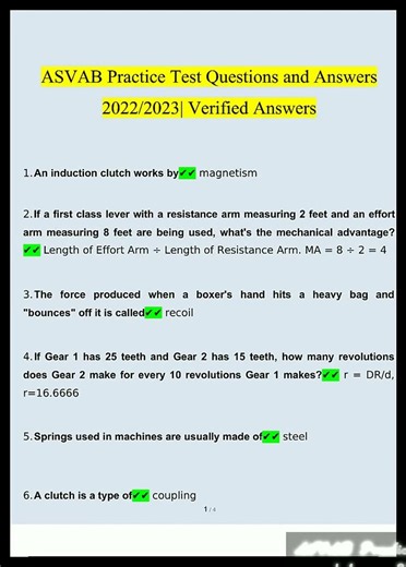 ASVAB Practice Test Questions and Answers 20252026 100 Correct Verified Answers4783 video