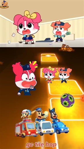 🚨 Sherrif Labrador Police Chase /Catching The Thief in Tiles Hop 🚓🚓##shorts ## 37