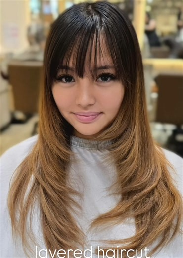Layered Haircut with Bangs at Kim Sun Young Salon