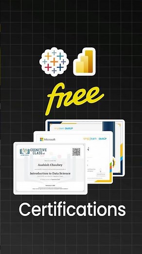 🤫 Secret FREE PowerBI & Tableau Certifications! #powerbi #tableau