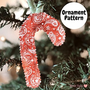 Candy Cane Pattern Sewing Ornament PDF, Fabric Ornament, Candy Cane Pattern, DIY Christmas, DIY Ornament, Christmas Crafts, Holiday Ornament - Etsy