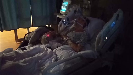 Dec 26 update on Dad: He has a fever, which is a sign that he likely does have pneumonia from aspirating food when he choked. That's the bad news, and probably why he has been less engaged yesterday and today. The good news is that the blood and swelling in his brain are slightly better and he has now gotten to see everyone in the family except his great granddaughter, who is too young to come in here as she's only 2. The even better news is they took him off the ventilator and extubated him and