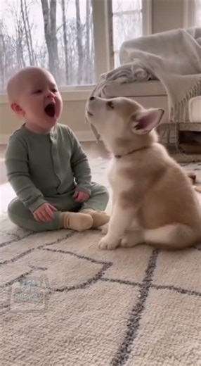 A Baby and Puppy Howling Together Is Pure Joy