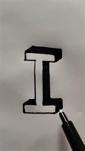 Easy 3D Letter I | #3d #3dart #3dletterdrawing #3dalphabet #ytshorts #shorts