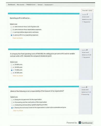 FIN2603 S1 2023 Assignment 1 Expected Solutions