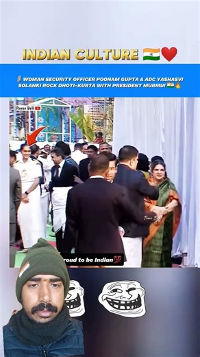 WOMAN SECURITY OFFICER POONAM GUPTA & ADC YASHASVI SOLANKI ROCK DHOTI-KURTA WITH PRESIDENT MURMU! 🇮🇳