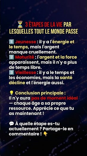 ⏳ LES 3 ÉTAPES DE LA VIE: La vérité #citations #motivation #citationsprofondes