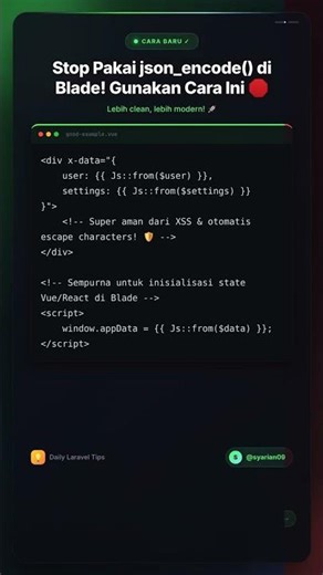 Stop Pakai json_encode() di Blade! Gunakan Cara Ini 🛑
