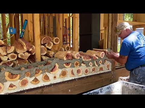 First Cordwood Wall Is Done!