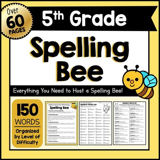 Host a Spelling Bee Game 5th Grade Students Printable Classroom Learning Activities for Kids–easy to Medium Hard Words & Practice Sheets - Etsy Australia