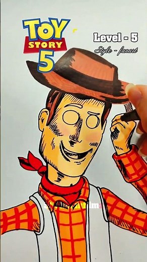 Drawing Woody in different Levels #art #drawing #toystory #shorts
