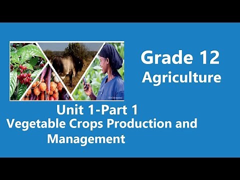 Grade 12 Agriculture Unit 1 Part 1 Vegetable Crops Production and Management
