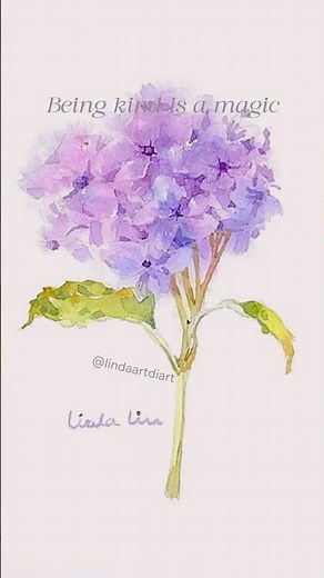 Easy loose watercolor hydrangea step by step #art #watercolor #floraart