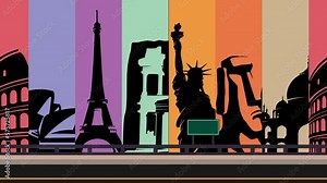 Animated Footage of Iconic Highways and Seven Wonders of the World